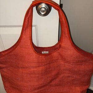 Neiman Marcus, Large Orange Woven Tote Bag